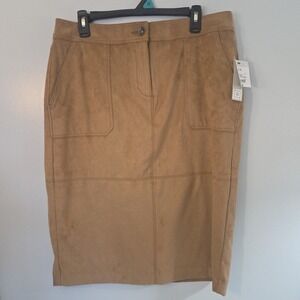 NWT‎ Liz Claiborne Faux Leather Suede Knee Length Buisness Casual Skirt Size 14